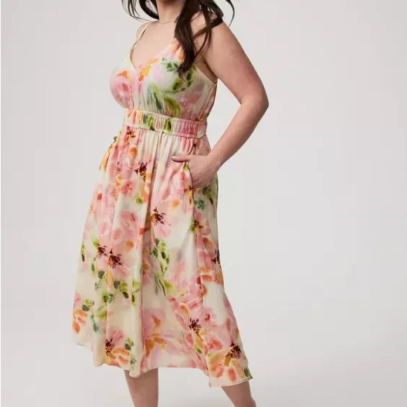 NWT Torrid Floral Smocked-Waist Midi Dress – Size 1 - Picture 3 of 7